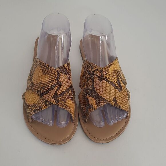 Banana Republic Womens Snake Print Sandals Yellow Size 8 - Picture 1 of 8